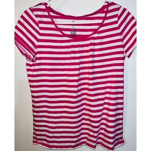 ST Johns Bay Misses Pink & White Striped T-Shirt Medium